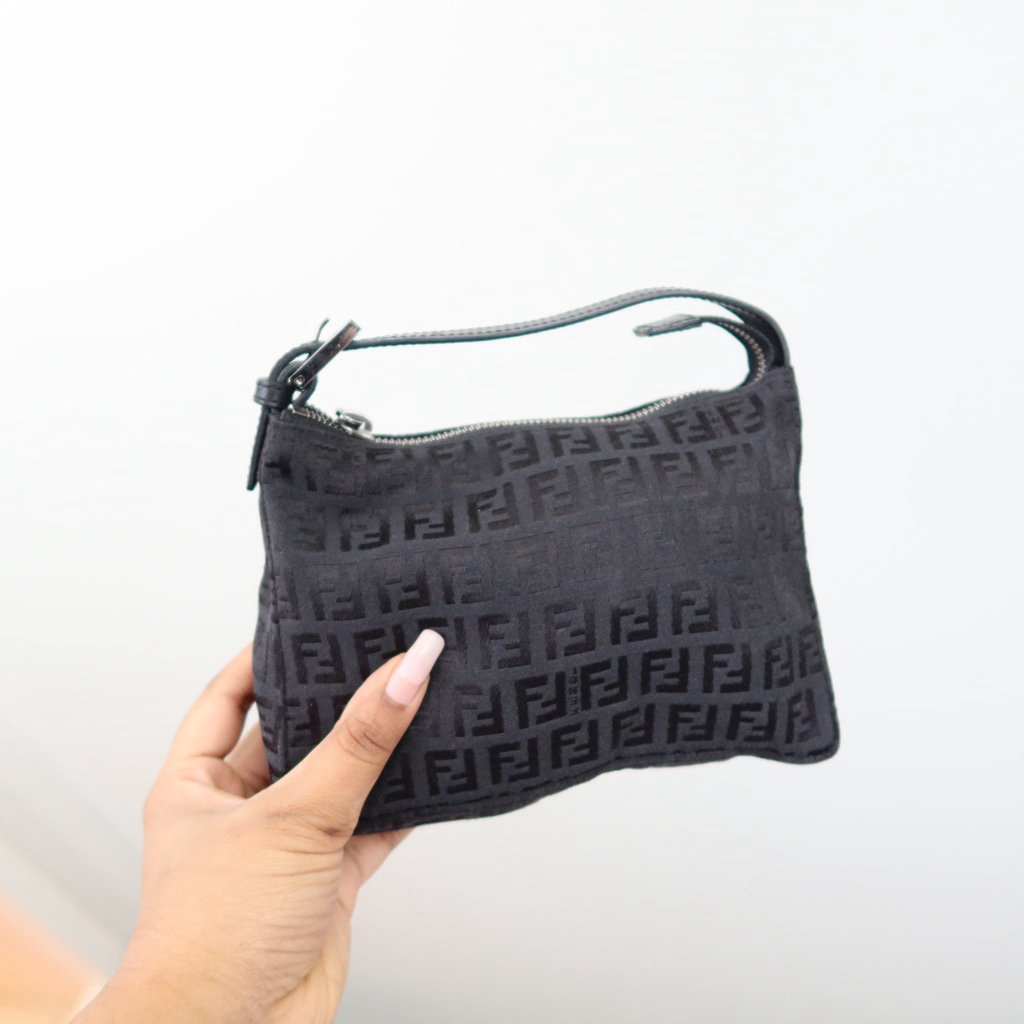 Fendi Zucca Mini Pouch Black Excellent